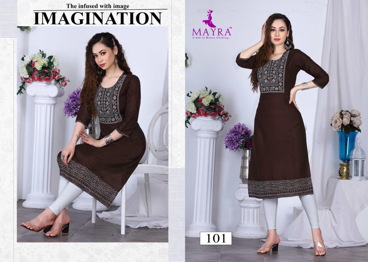 Mayra Kinjal Ethnic Wear Rayon Designer Latest Kurti Collection